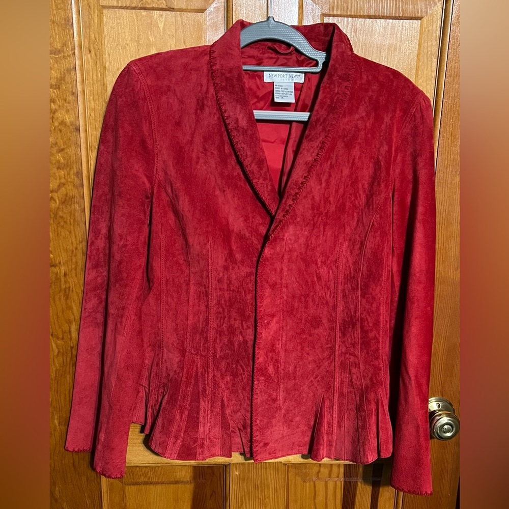 Newport News Red Suede Fitted Jacket SIZE 14